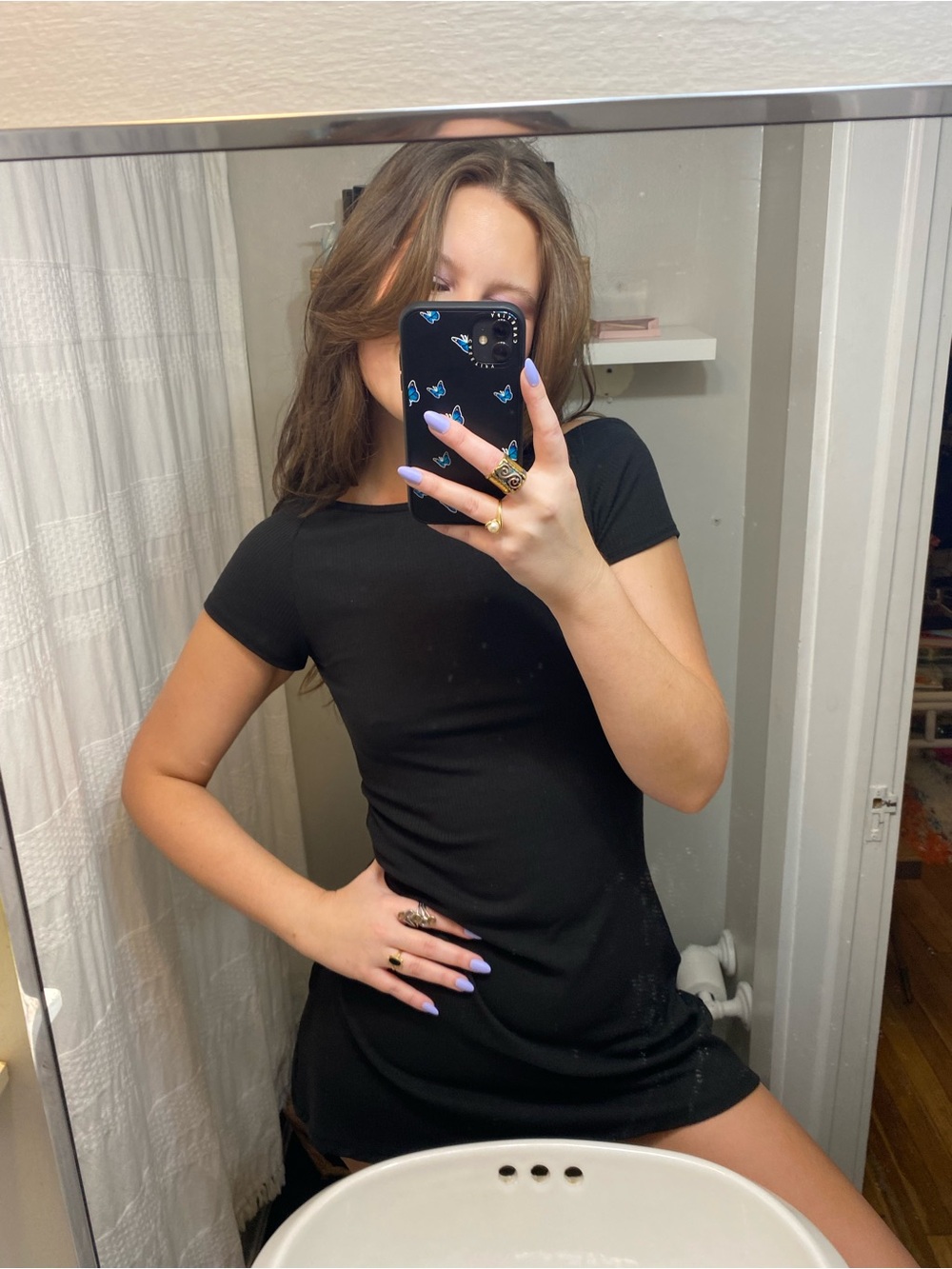 UO Open-Back Black Mini Dress